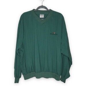 Vintage Munsingwear Lancaster Leaf V Neck Pullover Green Windbreaker Men Large